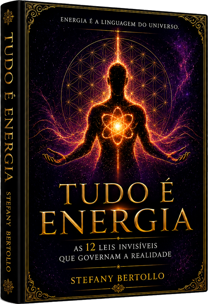 Mockup do livro Tudo é Energia, de Stefany Bertollo